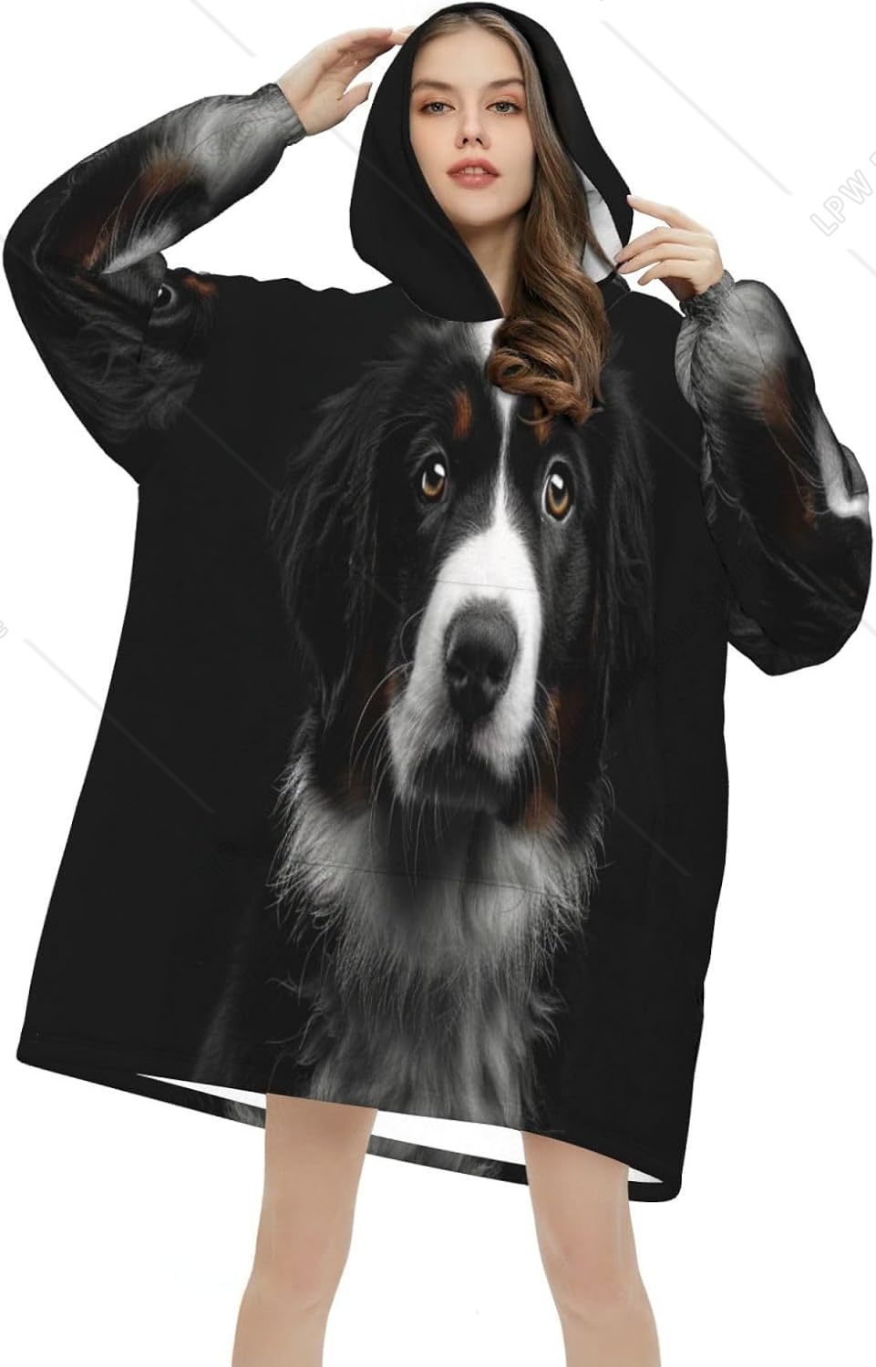 Selimut Hoodie Bernese Mountai - Sherpa Hoodie Fleece ulasan dan harga